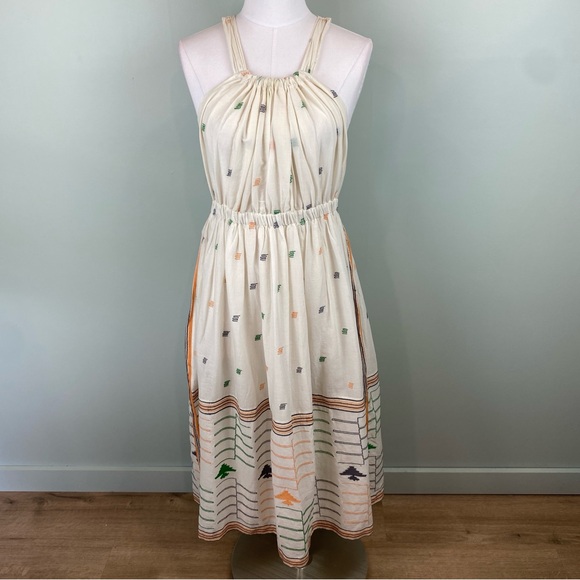 Free People New Romantics Etched Swing Back Cutout Maxi Halter boho Dress Small - Picture 2 of 13